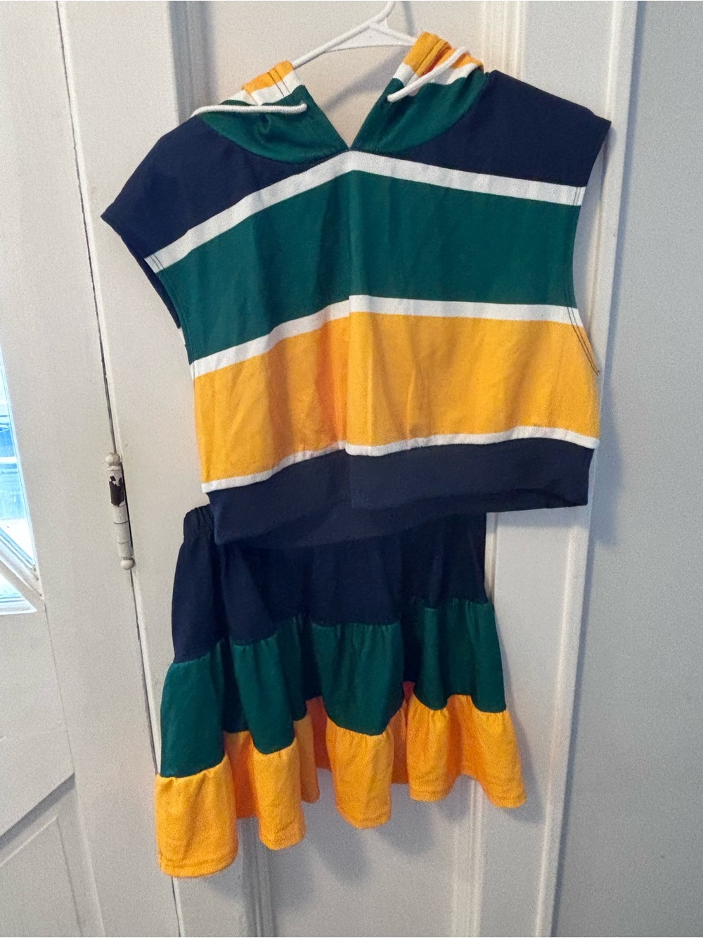 SHEIN Navy, Green & Yellow Tiered Skater Skirt - Picture 8 of 13